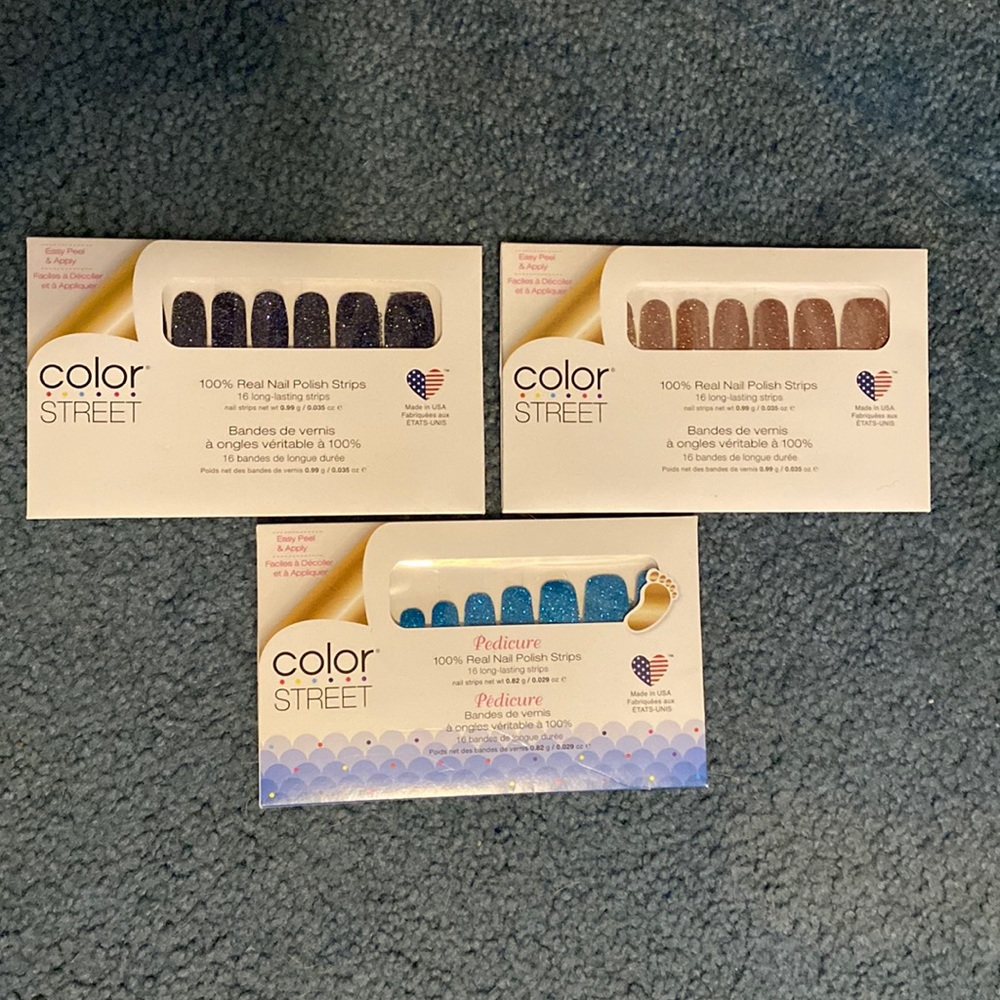 Color Street! Brand new never opened. Two nail polish strips one pedicure strips